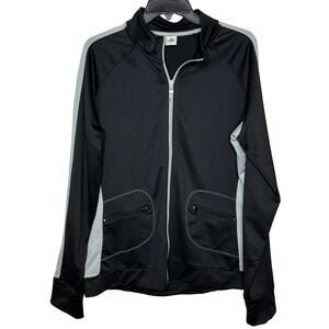 Alo CoolFit XL Black Grey Full Zip Track Jacket Activewear Mock Neck Athleisure